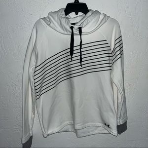White Striped Under Armour Hoodie Loose Neck